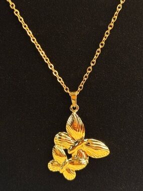 Gold-Tone Stainless Steel Butterfly Necklace